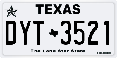 TX license plate DYT3521