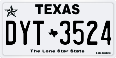 TX license plate DYT3524