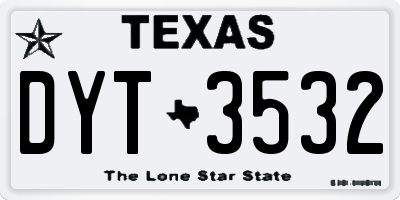 TX license plate DYT3532