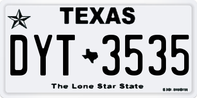 TX license plate DYT3535