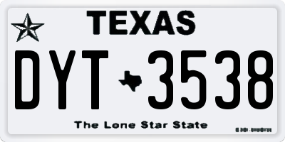 TX license plate DYT3538