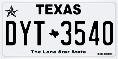 TX license plate DYT3540