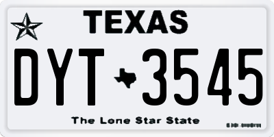 TX license plate DYT3545