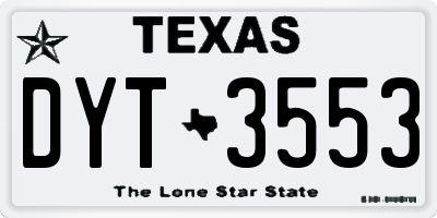 TX license plate DYT3553