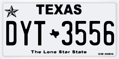 TX license plate DYT3556
