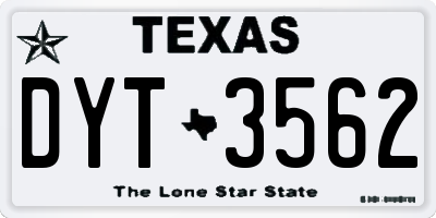TX license plate DYT3562
