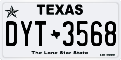 TX license plate DYT3568
