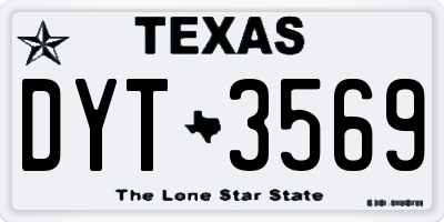 TX license plate DYT3569