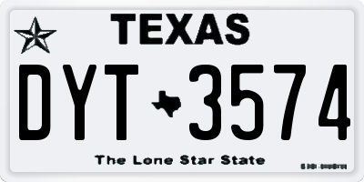 TX license plate DYT3574