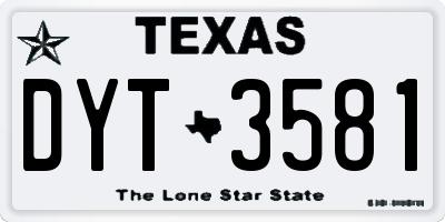 TX license plate DYT3581