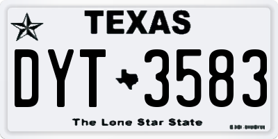 TX license plate DYT3583