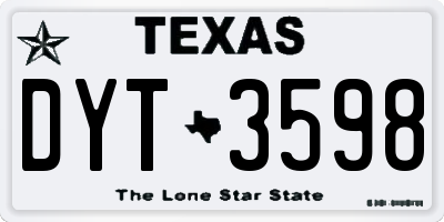 TX license plate DYT3598