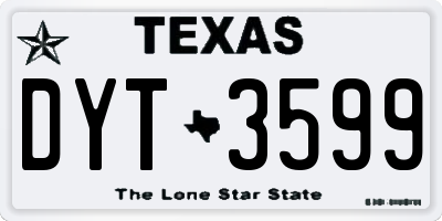 TX license plate DYT3599
