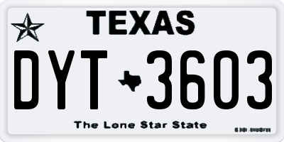 TX license plate DYT3603