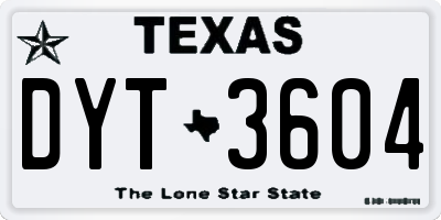 TX license plate DYT3604