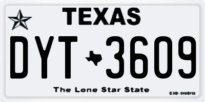 TX license plate DYT3609