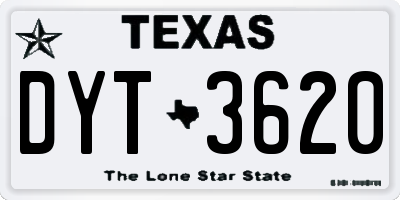 TX license plate DYT3620