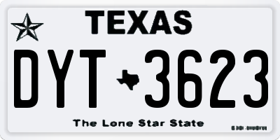 TX license plate DYT3623