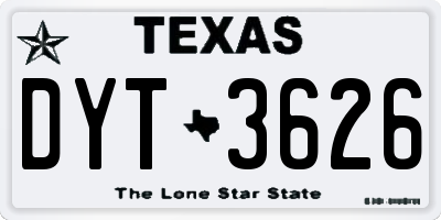 TX license plate DYT3626