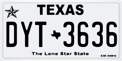 TX license plate DYT3636
