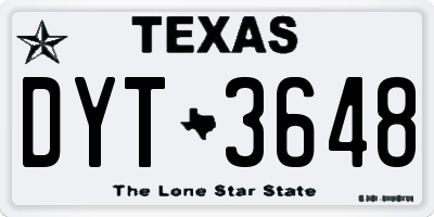 TX license plate DYT3648