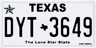 TX license plate DYT3649