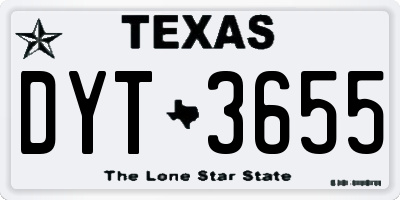 TX license plate DYT3655