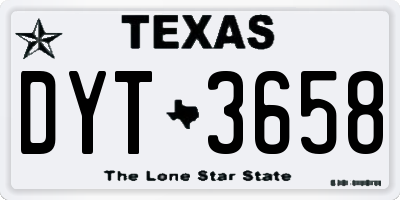 TX license plate DYT3658