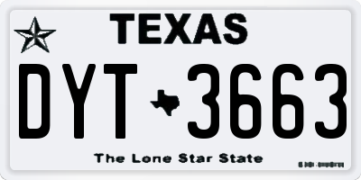 TX license plate DYT3663