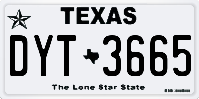 TX license plate DYT3665