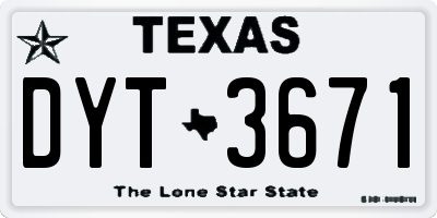 TX license plate DYT3671