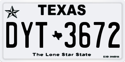 TX license plate DYT3672