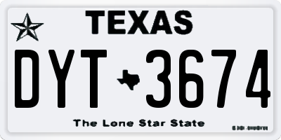 TX license plate DYT3674