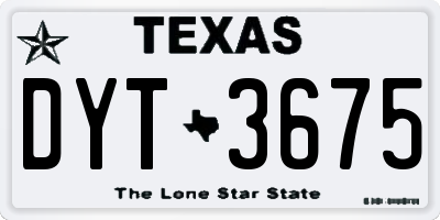 TX license plate DYT3675