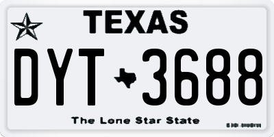 TX license plate DYT3688