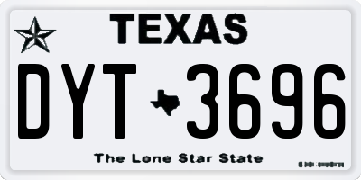 TX license plate DYT3696