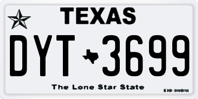 TX license plate DYT3699