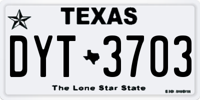TX license plate DYT3703