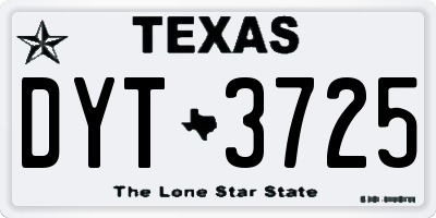 TX license plate DYT3725