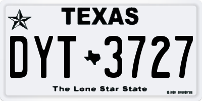 TX license plate DYT3727