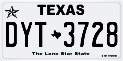 TX license plate DYT3728