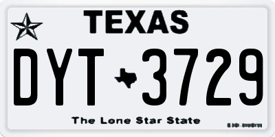 TX license plate DYT3729