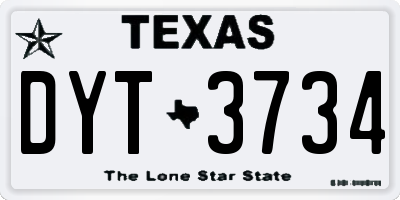TX license plate DYT3734