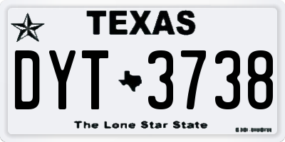 TX license plate DYT3738