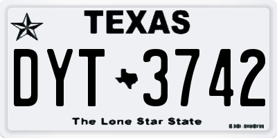 TX license plate DYT3742