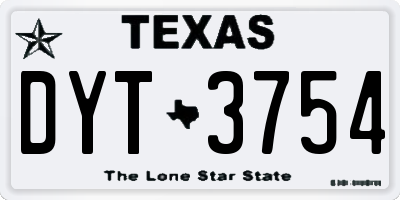 TX license plate DYT3754