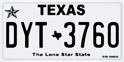 TX license plate DYT3760
