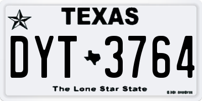 TX license plate DYT3764