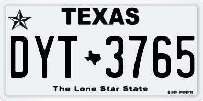 TX license plate DYT3765