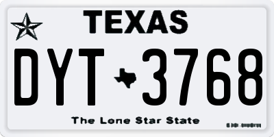 TX license plate DYT3768